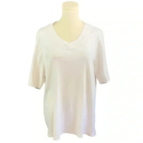 CJ Banks Tops - CJ Banks Plain‎ White V Neck Tee